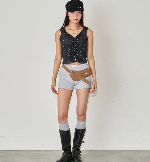  「センターフリルキャミ(チェック柄/ドット柄)」|キャミソール|