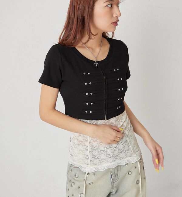  「【WEB限定サイズあり】ナポレオンショート半袖トップス」|Tシャツ・カットソー|