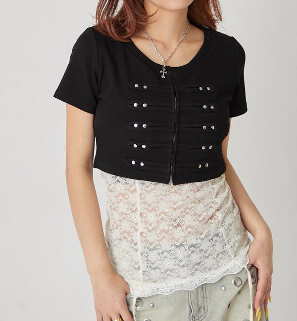  「【WEB限定サイズあり】ナポレオンショート半袖トップス」|Tシャツ・カットソー|