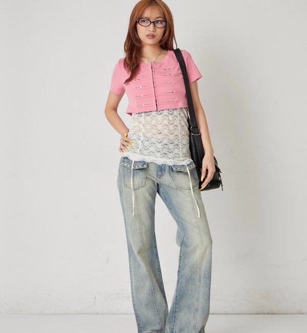  「【WEB限定サイズあり】ナポレオンショート半袖トップス」|Tシャツ・カットソー|