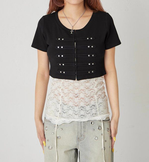  「【WEB限定サイズあり】ナポレオンショート半袖トップス」|Tシャツ・カットソー|