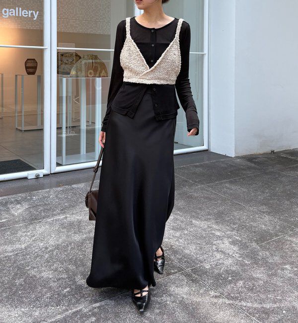  「【WEB限定/セットアイテム】クロスビスチェ&times;シアーカーディガン」|Tシャツ・カットソー|