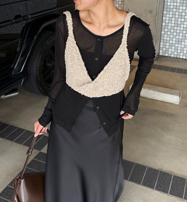  「【WEB限定/セットアイテム】クロスビスチェ&times;シアーカーディガン」|Tシャツ・カットソー|