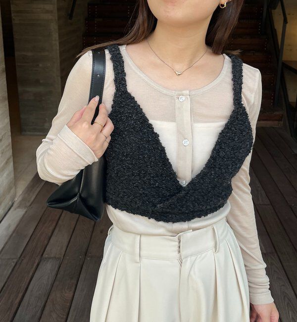  「【WEB限定/セットアイテム】クロスビスチェ&times;シアーカーディガン」|Tシャツ・カットソー|