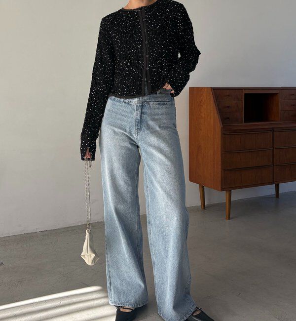  「【低身長サイズあり】スリットポケットストレートデニム」|デニム|