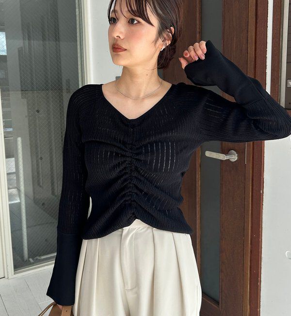  「フロントギャザーニット」|ニット・セーター|ブラック