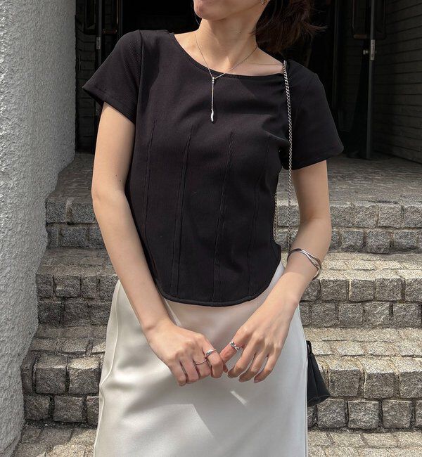  「【新色イエロー・ブラウン】コルセットT」|Tシャツ・カットソー|