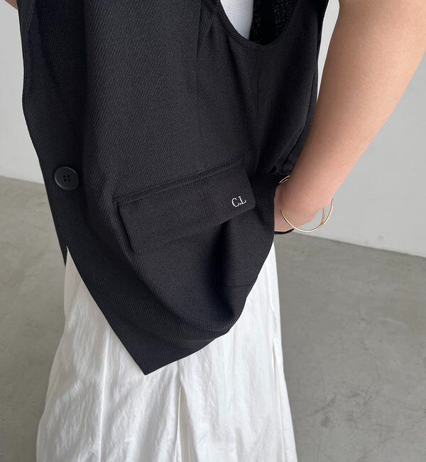  「【防シワ/手洗い可/伸縮性◎】〈C.L〉リネンタッチハーフスリーブジャケット」|ベスト・ジレ|