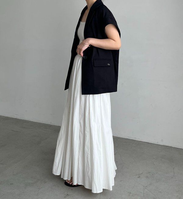  「【防シワ/手洗い可/伸縮性◎】〈C.L〉リネンタッチハーフスリーブジャケット」|ベスト・ジレ|