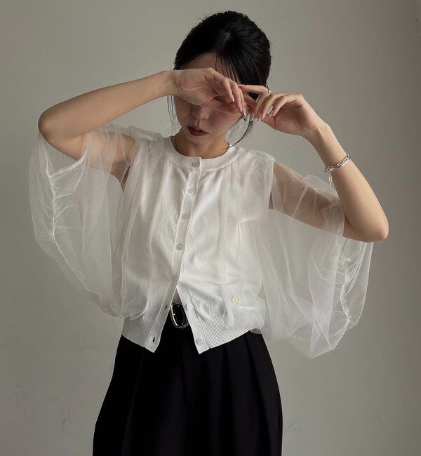  「【二の腕カバー◎】〈C.L〉チュールレイヤードノースリニット」|ニット・セーター|