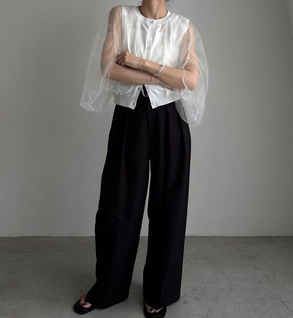  「【二の腕カバー◎】〈C.L〉チュールレイヤードノースリニット」|ニット・セーター|