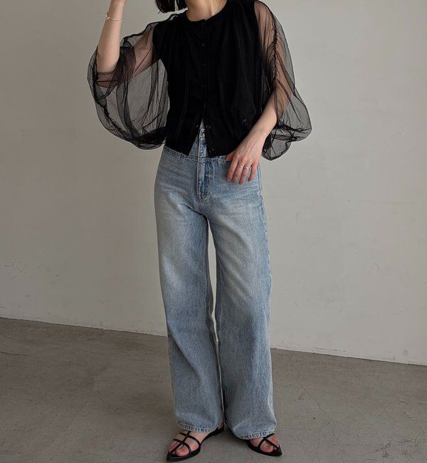  「【二の腕カバー◎】〈C.L〉チュールレイヤードノースリニット」|ニット・セーター|