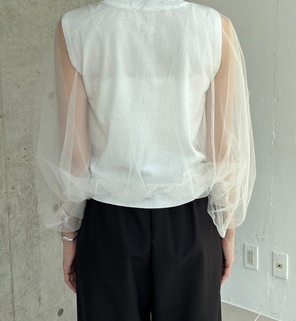  「【二の腕カバー◎】〈C.L〉チュールレイヤードノースリニット」|ニット・セーター|