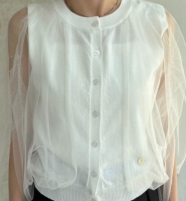  「【二の腕カバー◎】〈C.L〉チュールレイヤードノースリニット」|ニット・セーター|