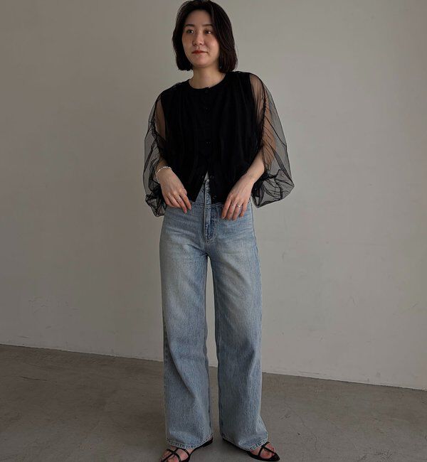  「【二の腕カバー◎】〈C.L〉チュールレイヤードノースリニット」|ニット・セーター|