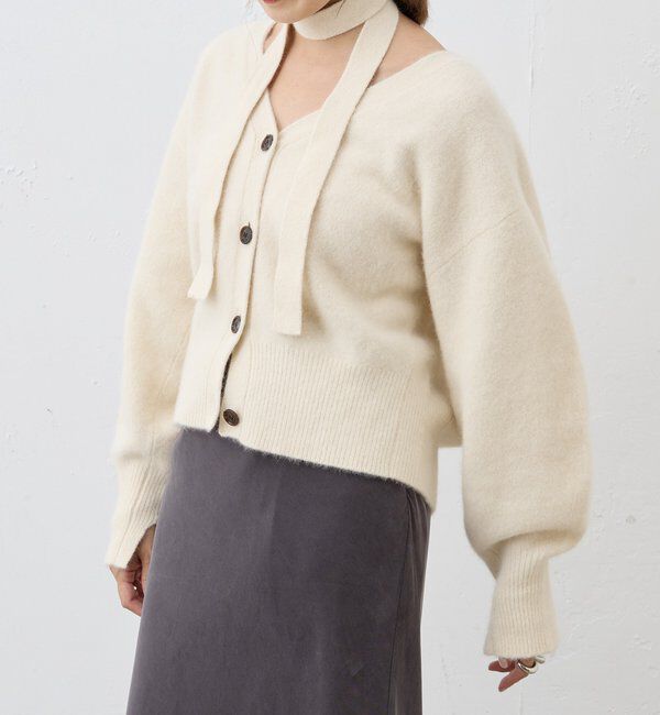  「ファーウールタイ付きカーディガン」|カーディガン|