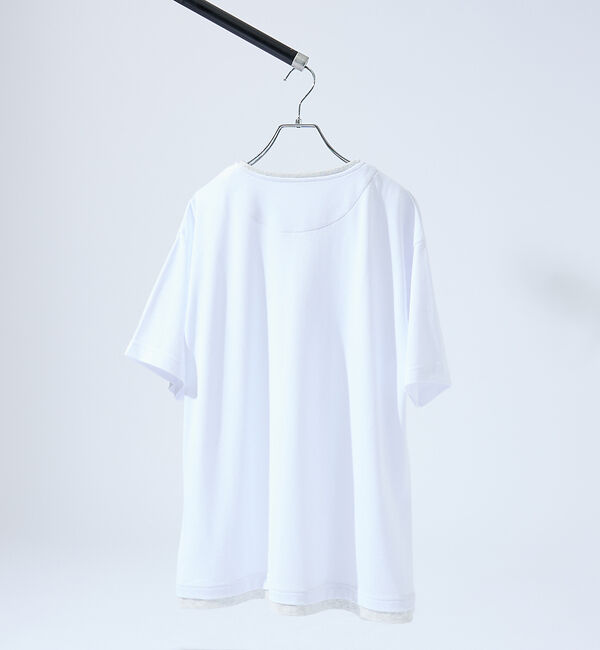 ABAHOUSE「キーネック カノコ半袖Tシャツ / フェイクレイヤード」|Tシャツ・カットソー|