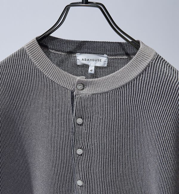ABAHOUSE「ヘンリーネック ドライタッチ サマーニット / リブニット プルオーバー」|ニット・セーター|