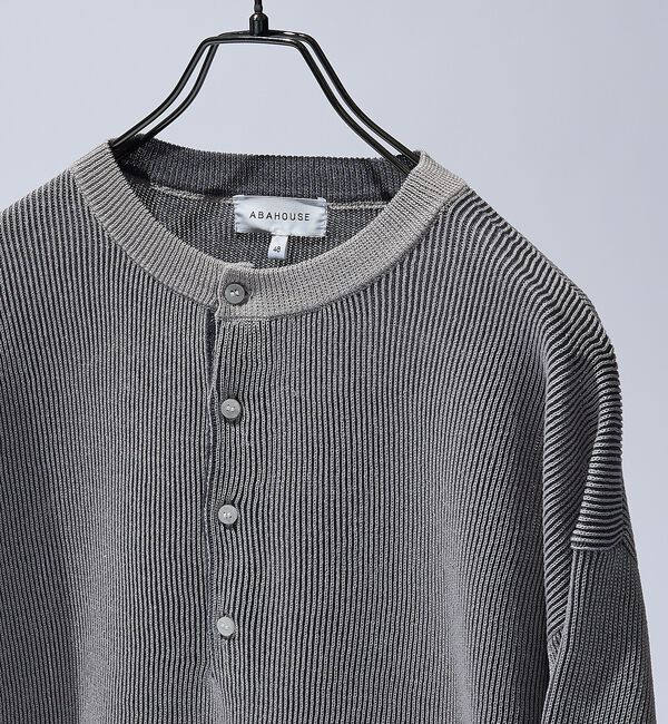 ABAHOUSE「ヘンリーネック ドライタッチ サマーニット / リブニット プルオーバー」|ニット・セーター|