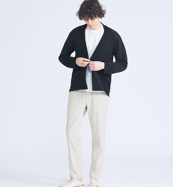 ABAHOUSE「【定番/シアー素材】ストレッチ カノコ ワンボタン カーディガン」|カーディガン|