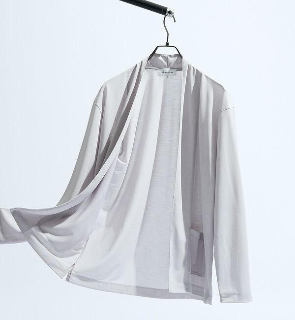 ABAHOUSE「【定番/シアー素材】ストレッチ カノコ ワンボタン カーディガン」|カーディガン|グレー