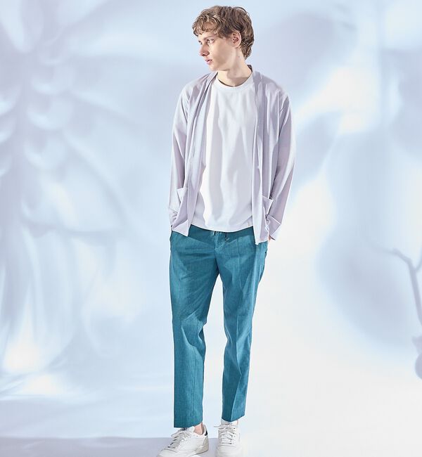 ABAHOUSE「【定番/シアー素材】ストレッチ カノコ ワンボタン カーディガン」|カーディガン|