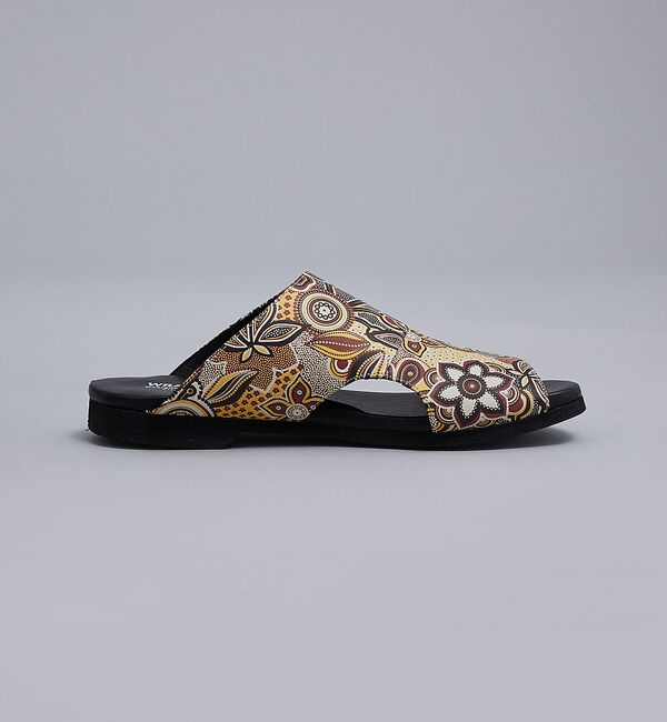 alfredoBANNISTER「【WRAP SHOES】レザー サイドキャビティ ボタニカル柄 スライドサンダル」|サンダル|