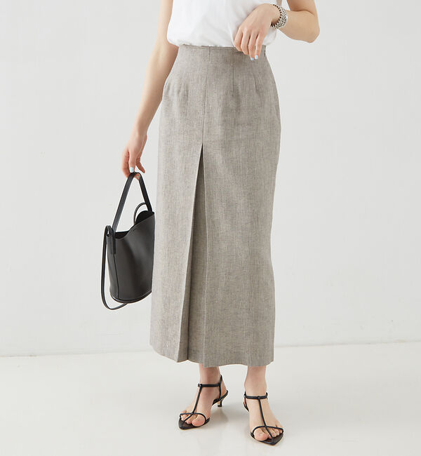 Rouge vif「ラメリネンスリットスカート」|スカート|