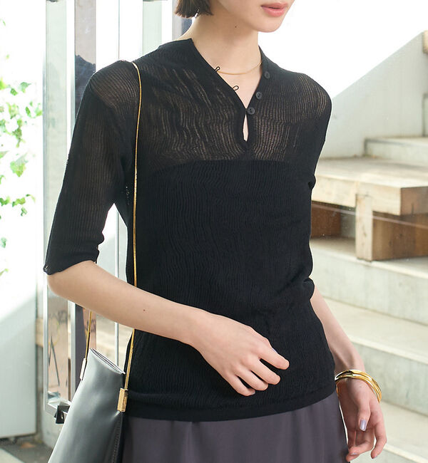 Rouge vif「両畦スリットシアーニットプルオーバー」|ニット・セーター|ブラック