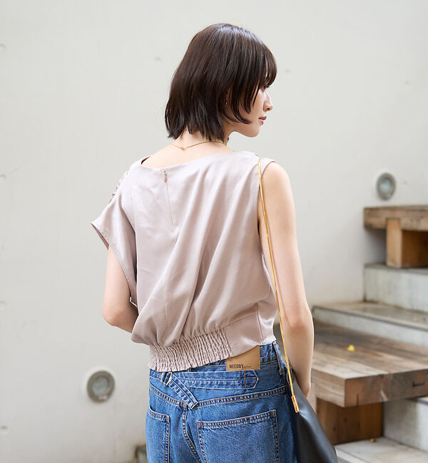 Rouge vif「【一部店舗限定】アシメドレープブラウス」|シャツ・ブラウス|