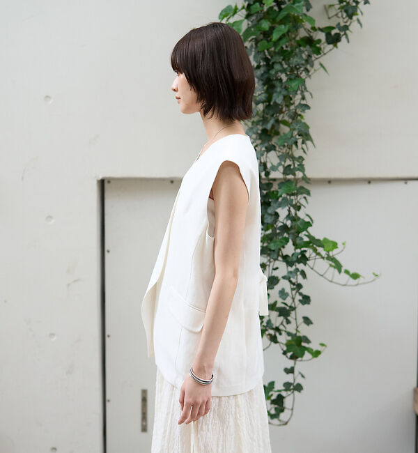 Rouge vif「リネン混サマーノーカラージレベスト」|シャツ・ブラウス|