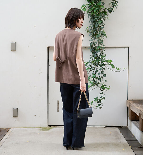 Rouge vif「リネン混サマーノーカラージレベスト」|シャツ・ブラウス|