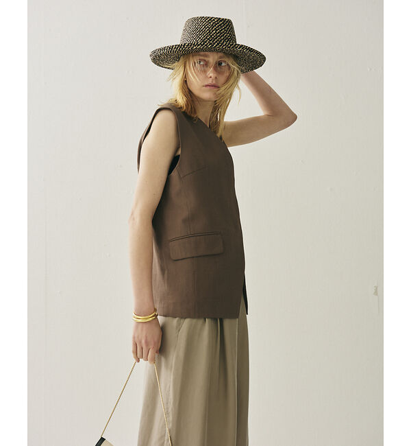 Rouge vif「リネン混サマーノーカラージレベスト」|シャツ・ブラウス|