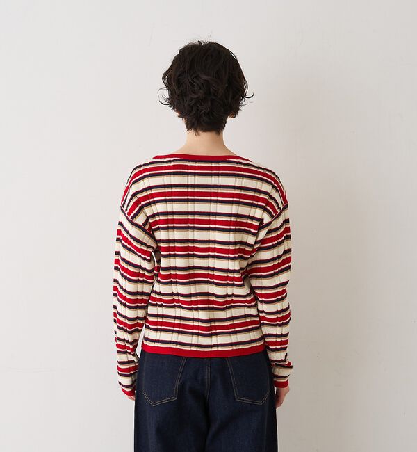 Rouge vif「ストライプ組織2WAYニット /カーディガン」|ニット・セーター|