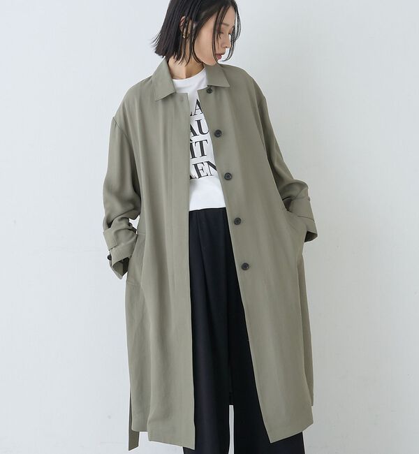 Rouge vif「【2サイズ展開】ステンカラーロングコート」|ステンカラーコート|カーキ