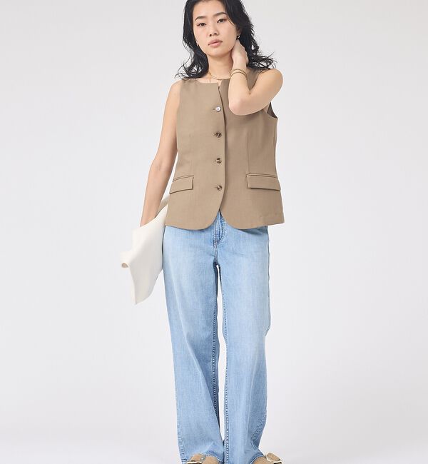 Rouge vif「【セットアップ対応】リネン混ジレ/ベスト」|ベスト・ジレ|