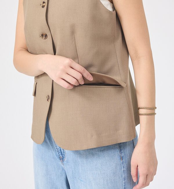 Rouge vif「【セットアップ対応】リネン混ジレ/ベスト」|ベスト・ジレ|