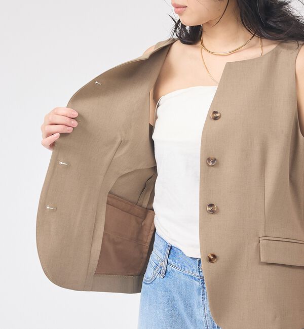 Rouge vif「【セットアップ対応】リネン混ジレ/ベスト」|ベスト・ジレ|