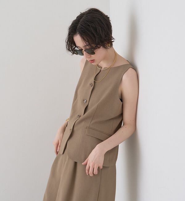 Rouge vif「【セットアップ対応】リネン混ジレ/ベスト」|ベスト・ジレ|