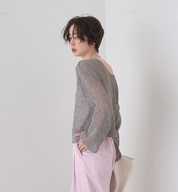 Rouge vif「【定番人気】【2026SS新作】前後2WAYペーパーメッシュニットプルオーバー」|ニット・セーター|