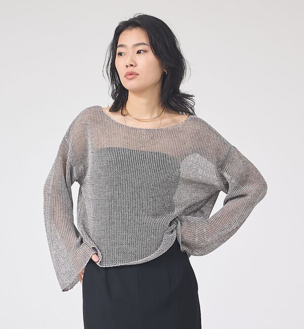 Rouge vif「【定番人気】【2026SS新作】前後2WAYペーパーメッシュニットプルオーバー」|ニット・セーター|