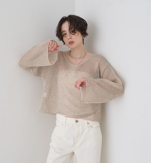 Rouge vif「【定番人気】【2026SS新作】前後2WAYペーパーメッシュニットプルオーバー」|ニット・セーター|