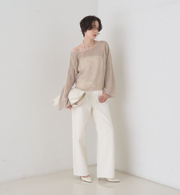 Rouge vif「【定番人気】【2026SS新作】前後2WAYペーパーメッシュニットプルオーバー」|ニット・セーター|