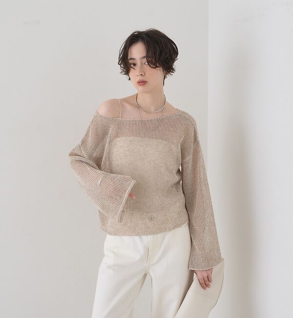 Rouge vif「【定番人気】【2026SS新作】前後2WAYペーパーメッシュニットプルオーバー」|ニット・セーター|