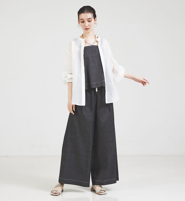 qualite「【セットップ対応】リヨセルデニムベアトップ」|Tシャツ・カットソー|