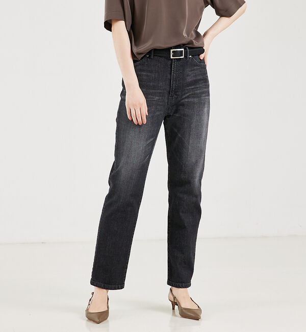 qualite「【e&times;qualite】ストレートストレッチパンツ」|その他|ブラック