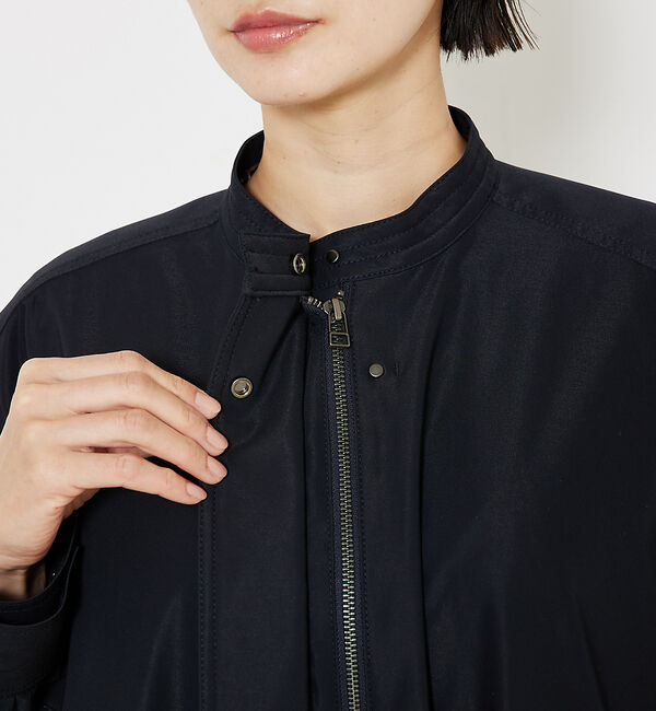 qualite「エアリーライトツイルコート」|ノーカラーコート|