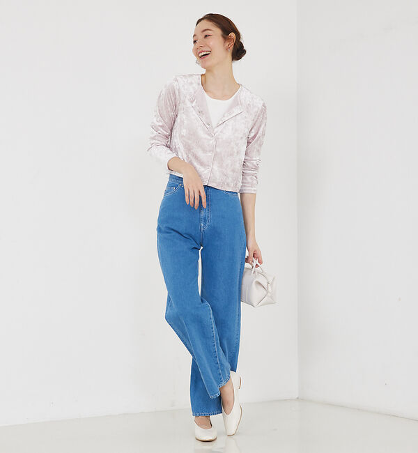 qualite「トリコットベロアショートカーデ」|カーディガン|