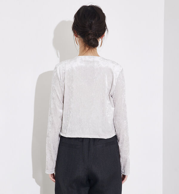 qualite「トリコットベロアショートカーデ」|カーディガン|