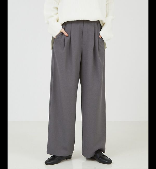 abahouse mavie「【セットアップ対応】ピンストライプ＆無地タックワイドパンツ」|その他|チャコールグレー